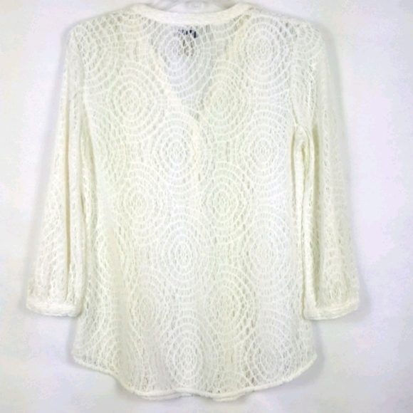Lucky Brand Eyelet White Knit Top Sz L - Picture 2 of 4